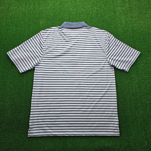 Greg Norman Polo Shirt Mens Medium/Large Blue Striped Golf Performance Casual‎ - Picture 8 of 8